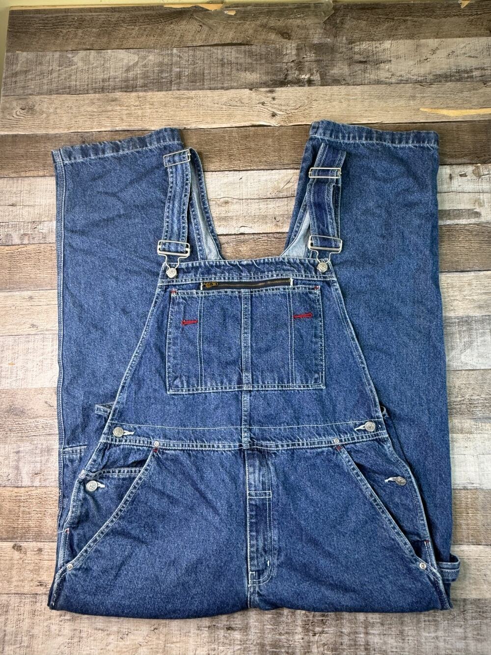 Faded Glory Bib Overalls Mens L Carpenter Relaxed Blue Jean Trucker Y2K 90s